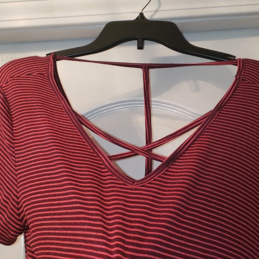 Cute Striped Shirt with Criss Cross on the Front - Picture 5 of 5